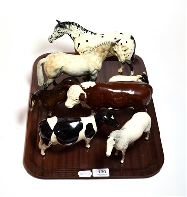 Lot 130 - Royal Doulton horses comprising Appaloosa stallion, hunter and another two, together with a Beswick