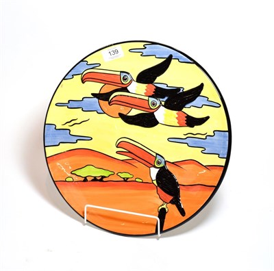 Lot 139 - A Lorna Bailey charger decorated with two toucans, numbered 43/100