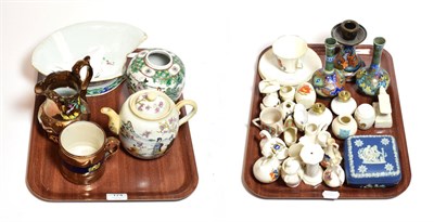 Lot 174 - Miscellaneous pottery and porcelain including a crested souvenir wares, Gouda pottery, lustre...