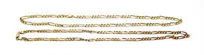 Lot 175 - Two figaro link necklaces, stamped '375', lengths 50.5cm and 52cm