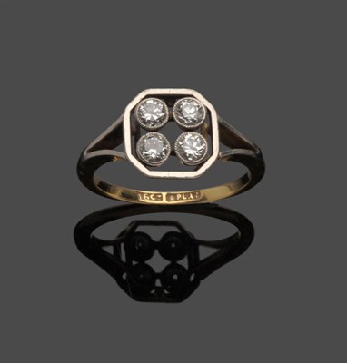 Lot 677 - An Art Deco Diamond Four Stone Ring, round brilliant cut diamonds in white millegrain settings...