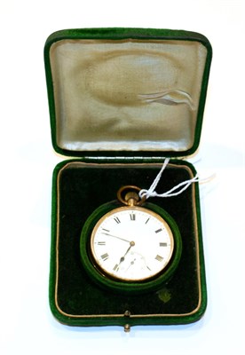Lot 190 - An open faced pocket watch, case stamped '14K'