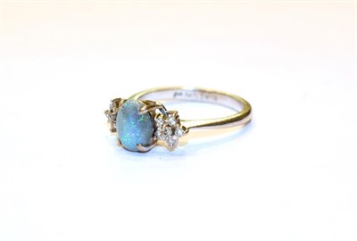 Lot 206 - An opal and diamond ring, stamped '18CT', finger size O1/2