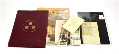 Lot 250 - A small collection relating to Winston Churchill including a letter, postcards and photographs