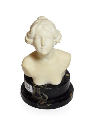 Lot 251 - Fredrich Goldschreider, bust of a young lady, alabaster on black sockle, stamped and marked to...