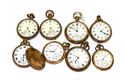 Lot 264 - Eight gold plated pocket watches