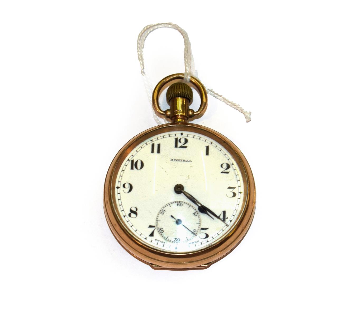 Lot 268 - A 9ct gold open faced pocket watch signed Admiral