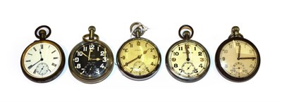 Lot 274 - Four military pocket watches including a Jaeger Le Coutre GSPT, CS type ''AM'' pocket watch,...