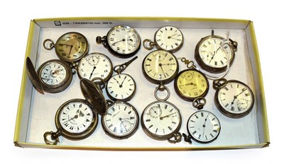 Lot 282 - Twelve silver open faced pocket watches and two Turkish market full hunter pocket watches (14)
