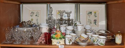 Lot 289 - Four framed floral prints, two Vienna floral plates, Bavarian tea set, a pair of cut glass...