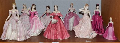 Lot 307 - Collection of nine Coalport and Royal Worcester, an Audrey Hepburn figure, Royal Doulton, etc