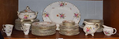 Lot 311 - A Royal Crown Derby posies pattern, part dinner and tea service comprising two oval platters,...