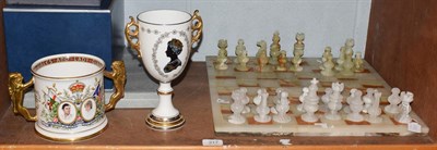 Lot 317 - A modern chess set, a paragon twin handled mug to celebrate the marriage of Price Charles and Diana