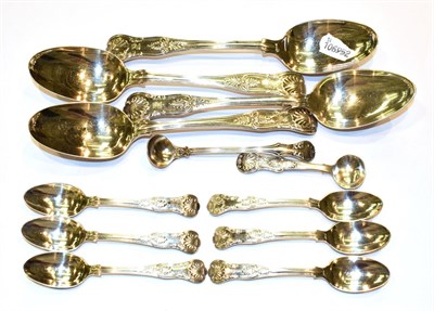 Lot 323 - A quantity of Victorian and later flatware, King's pattern, comprising 4 table-spoons, engraved...