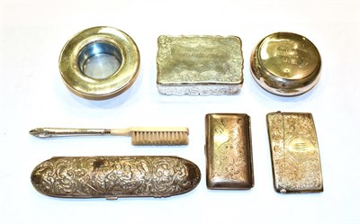 Lot 333 - Collection of silver, including: a Victorian silver snuff-box, oblong and engraved with...