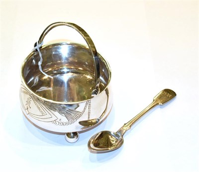 Lot 341 - A Russian silver bowl and an associated Russian silver spoon, the bowl tapering and on three...