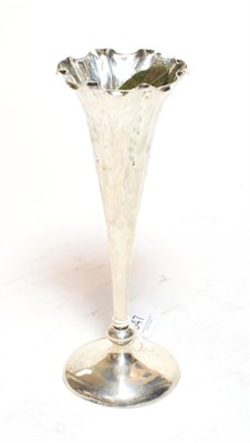 Lot 347 - A Victorian silver vase, by Mappin Brothers, Chester, 1897, trumpet shaped and with crimped him and