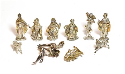 Lot 365 - A parcel gilt nativity set possibly Israeli, the figures realistically cast (filled)