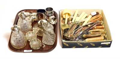 Lot 366 - A collection of assorted silver and silver plate, the silver including: a pair of...