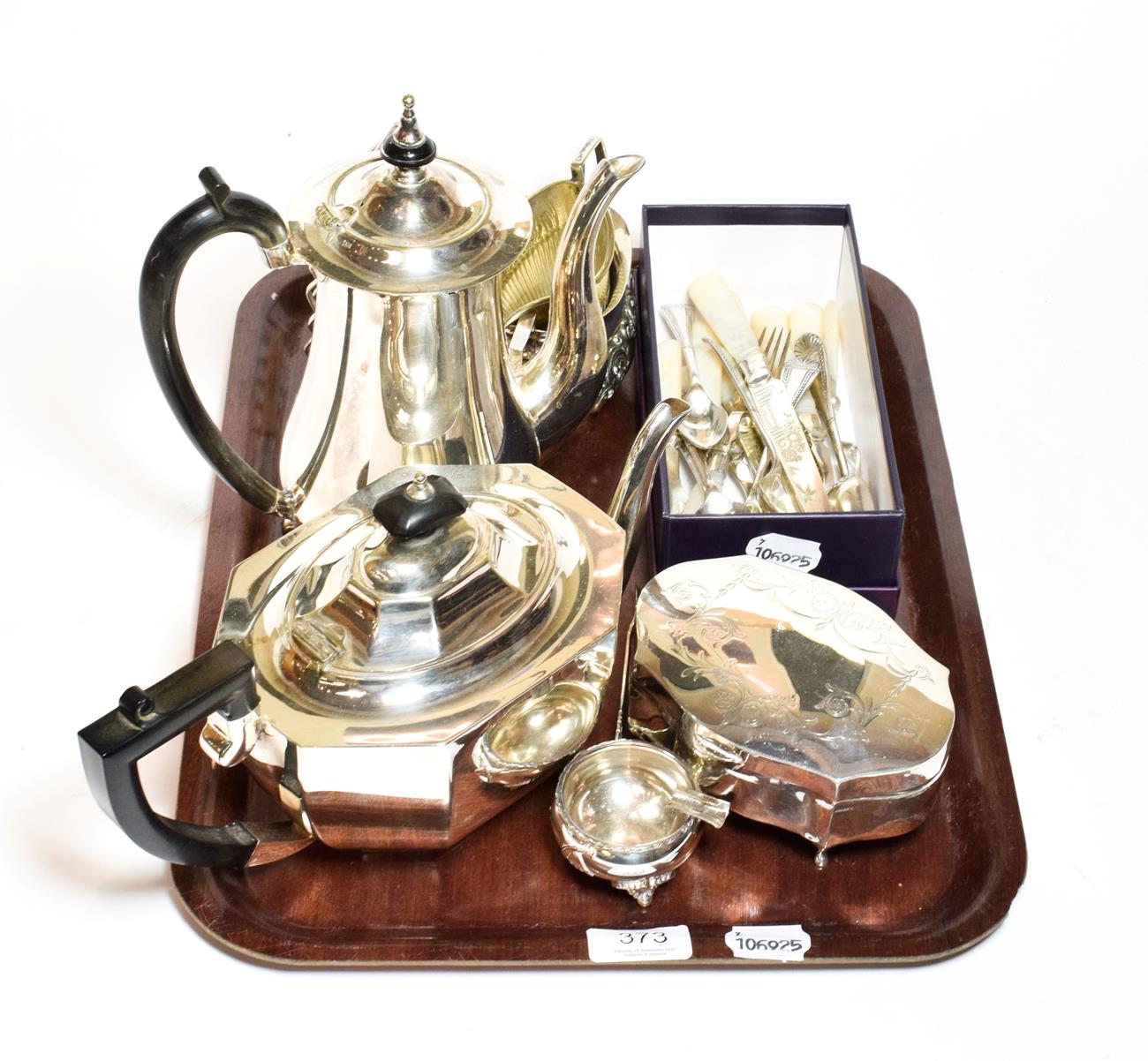Lot 373 - A collection of silver and silver plate, the