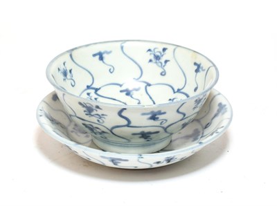 Lot 452 - An early 19th century Chinese Tek Sing bowl, decorated with underglaze cobalt-blue blossoms, 'Nagel