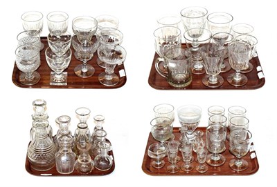 Lot 453 - A quantity of early 19th century and later glass including large ale glasses, wine glasses, a...