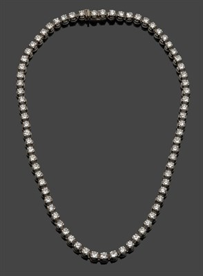 Lot 705 - A Diamond Necklace, round brilliant cut diamonds in white claw settings, total diamond weight 18.50