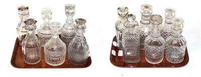 Lot 456 - A quantity of early 19th century and later decanters, liqueur bottles and stoppers, including three