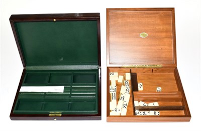 Lot 466 - Dunhill brown leather jewellery box and an Italian wooden games box (2)