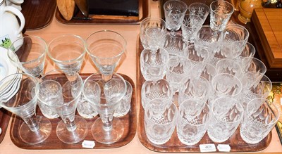 Lot 468 - Waterford crystal tumblers of various sizes, and other drinking glasses (on two trays)