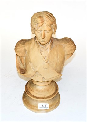 Lot 471 - A 19th century marble bust of Admiral Nelson after Fredericks, on socle base