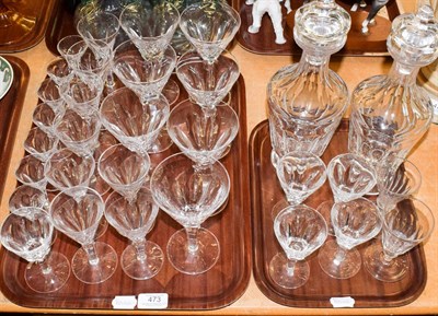 Lot 473 - Waterford crystal comprising: two decanters and stoppers, seven large wine glasses, eight small...