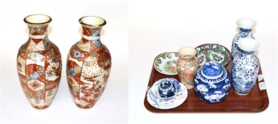 Lot 474 - Oriental ceramics including a pair of Japanese Satsuma vases, a pair of early 20th century...