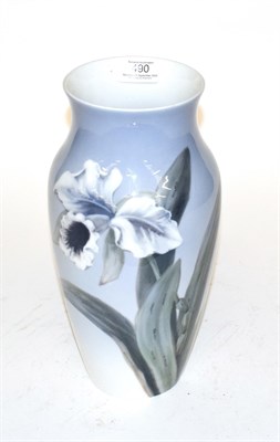 Lot 490 - Large Copenhagen floral decorated vase, 32cm high