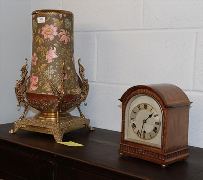 Lot 496 - A Victorian pottery vase converted to a lamp with gilt metal mounts and a 1920's chiming...