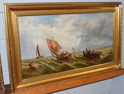 Lot 1005 - B* Hill (19th/20th century) Taking on water, signed oil on canvas, 39.5cm by 72cm
