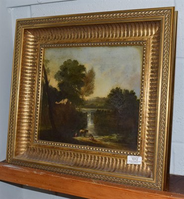 Lot 1012 - Manner of Jan Both (1610-1652) Dutch, Figure and horses in an Italianate landscape, oil on...