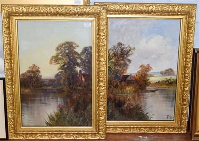Lot 1017 - Joel Owen (20th century) River landscape with cottage, signed and dated 1924, oil on canvas...