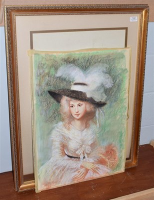 Lot 1036 - Tom Keating (1917-1984) Lady in the style of Gainsborough, signed, pastel, 66cm by 47cm (loose...