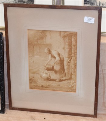 Lot 1057 - After Jean-François Millet (1814-1875) ''Filling the water pots'' lithograph, 25.5cm by 19.5cm
