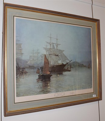 Lot 1067 - After Montague Dawson (1890-1973) 'The Pagoda Anchorage', pencil, signed by artist, colour...