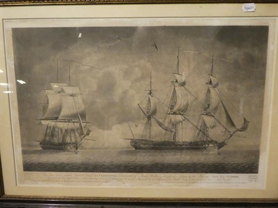 Lot 1068 - R Dodd ''This view of the French National Frigate La Cleopatre'' and ''La Nymph'' engraving,...
