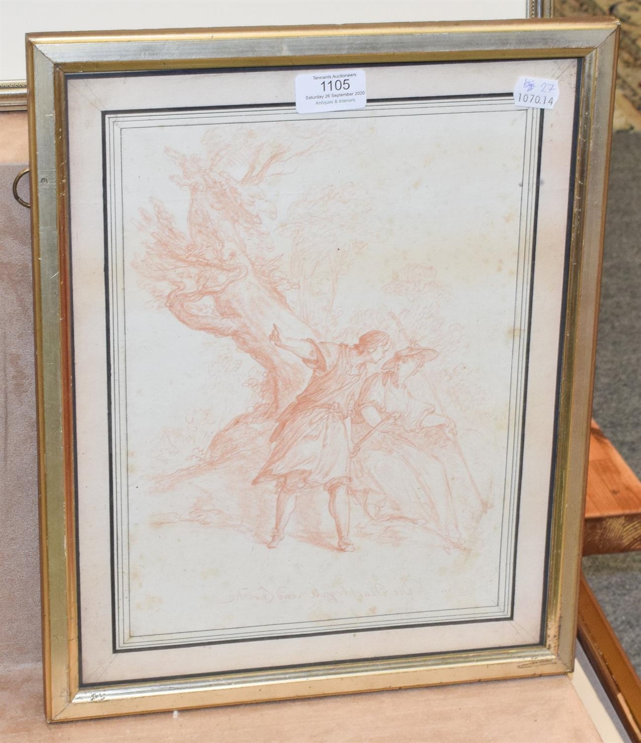 Lot 1105 - German School (18th century) Sanguin drawing, 30cm by 22cm