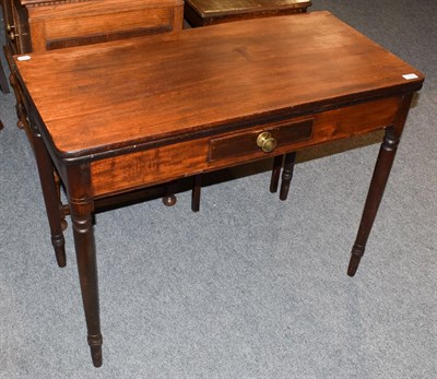 Lot 1112 - A Victorian mahogany fold over tea table, with a single drawer, 96cm wide by 46.5cm by 75cm high