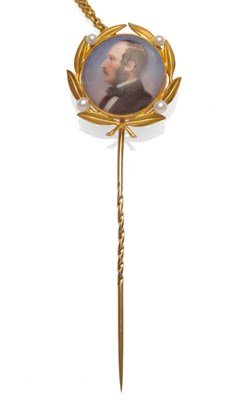 Lot 722 - Royal Interest: An Exceptionally Rare Cravat Pin, a circular panel painted with the portrait of...