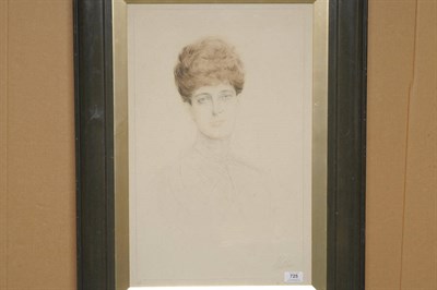 Lot 725 - Paul Cesar-Helleu (1859-1927) French Portrait of Queen Alexandra, head and shoulders Signed Helleu