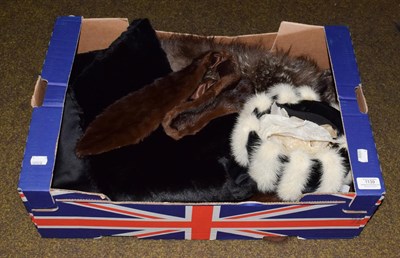Lot 1139 - Circa 1950's ladies' Lachasse black velvet and white mink hat, silver fox fur stole, Jonelle...