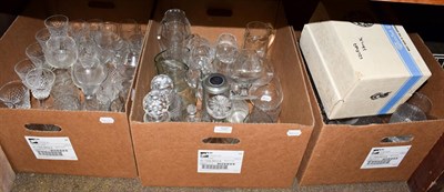 Lot 1147 - A quantity of various modern glassware, including six Waterford Crystal wine glasses, brandy...