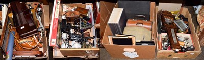 Lot 1148 - A quantity of collectibles including corkscrews, compasses, modern cameras, brass pestle and...