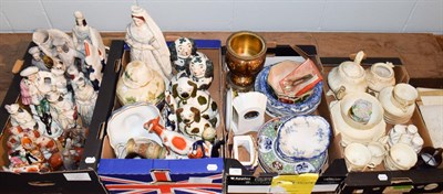 Lot 1153 - Staffordshire figures including seated spaniels, Queen Victoria, various pairs, Spode, Burslem...